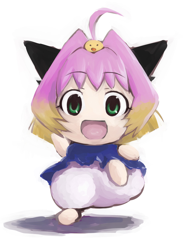 kusaba, kusaba (kusabashiki), potemayo (character), potemayo, 00s, 1girl, ahoge, animal ears, female focus, gradient hair, multicolored hair, solo