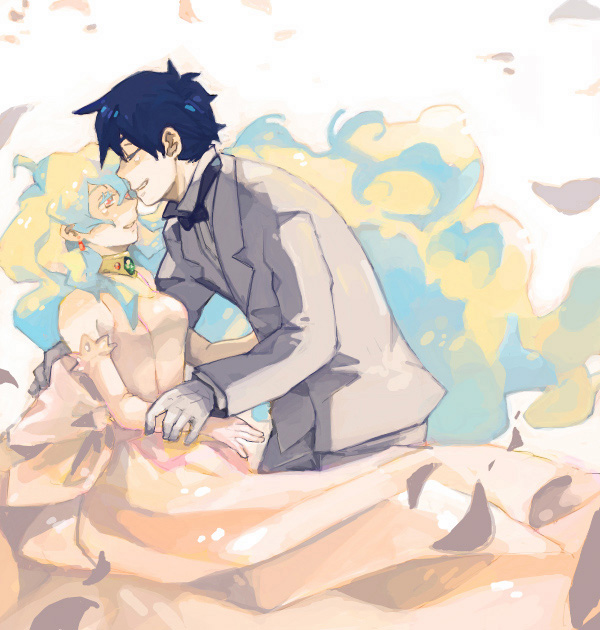 hoshitsu, nia teppelin, simon (ttgl), tengen toppa gurren lagann, tengen toppa gurren lagann: lagann-hen, bad id, bad pixiv id, 00s, bride, dress, long hair, tears, very long hair, wedding dress