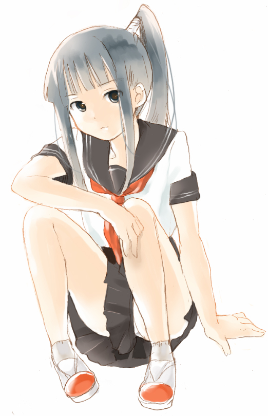 yoshioka mitsuko, original, 1girl, female focus, ponytail, school uniform, serafuku, solo