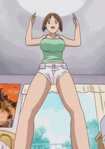 hinako (issho ni training), issho ni training, animated, animated png, lowres, 00s, 10s, 1girl, bouncing breasts, breasts, brown eyes, brown hair, female focus, indoors, large breasts, no bra, solo, tank top