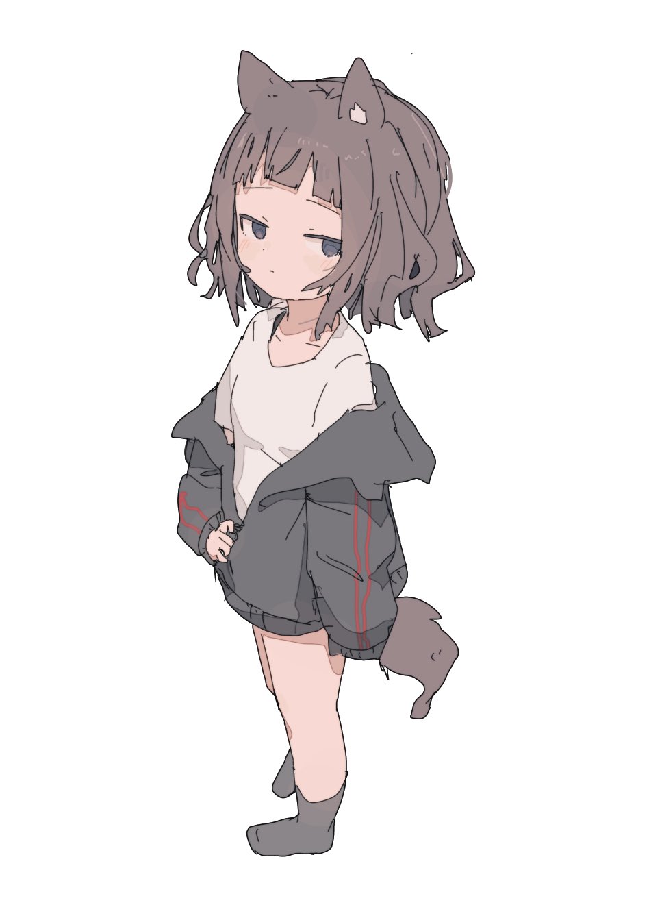 uzoumuzo, original, highres, 1girl, animal ear fluff, animal ears, closed mouth, dog girl, dog tail, looking at viewer, simple background, solo, standing, tail