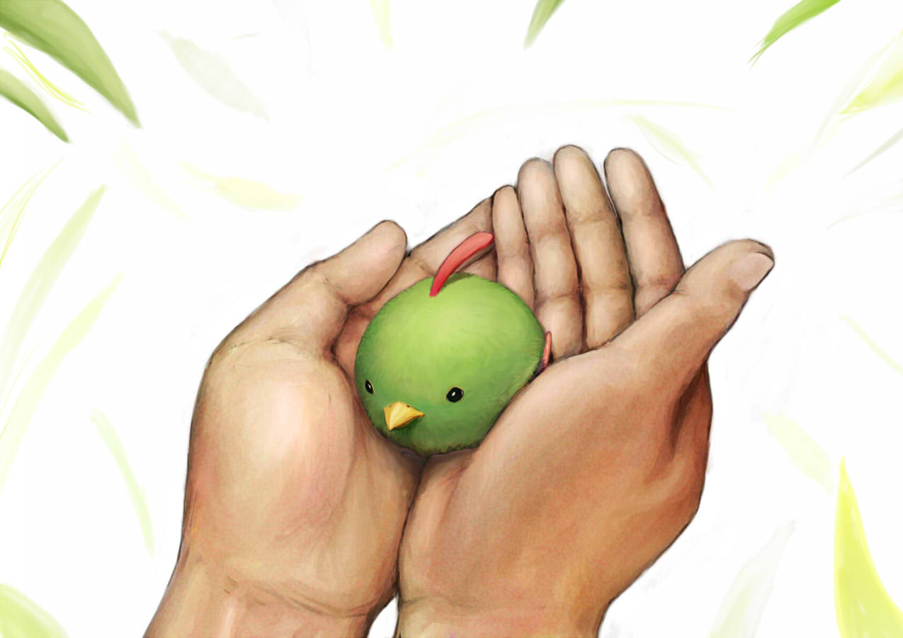 hisakichi, natu, nintendo, pokemon, bird, bird on hand, gen 2 pokemon, in palm, pokemon (creature), realistic
