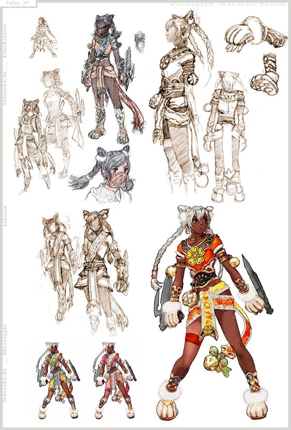 talim, soul calibur, soulcalibur, soulcalibur iv, concept art, 1girl, alternate costume, animal hands, bladed tonfa, dark-skinned female, dark skin, gloves, paw gloves, tonfa, twintails, veil, weapon, white hair