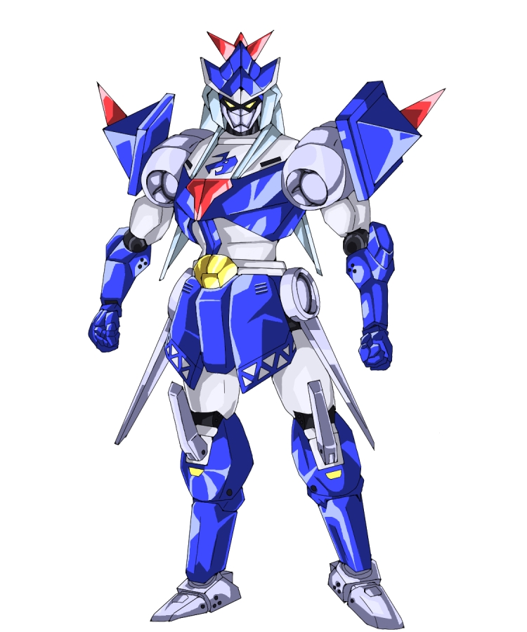 rockmajo, rukumaji (pixiv), kamishirasawa keine, kenryuu (machine robo), machine robo, machine robo chronos no dai gyakushuu, touhou, armor, arms at sides, clenched hands, female focus, full body, kenryu, looking at viewer, mecha, mechanization, no humans, parody, robot, shoulder pads, simple background, standing, white background, yellow eyes