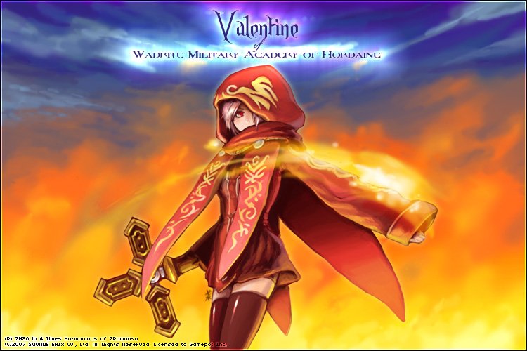 7h2o, fantasy earth zero, bad id, bad pixiv id, cross, hood, scarf, solo, sunset, thighhighs