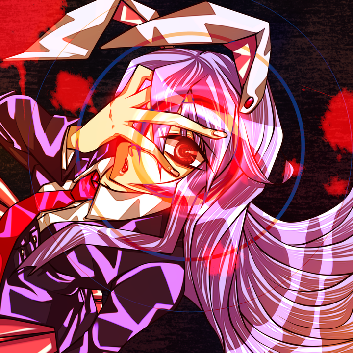 discharge cycle, tobi (discharge cycle), reisen udongein inaba, touhou, 1girl, animal ears, female focus, long hair, necktie, purple hair, rabbit ears, red eyes, solo