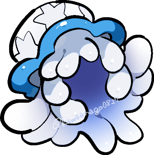 kawaanago, nihilego, nintendo, pokemon, commentary request, lowres, animal focus, chibi, chibi only, full body, gen 7 pokemon, jellyfish, no humans, pokemon (creature), pokemon focus, solo, tentacles, transparent background, twitter username, ultra beast