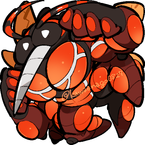 kawaanago, buzzwole, nintendo, pokemon, commentary request, lowres, antennae, chibi, chibi only, clenched hands, extra legs, full body, gen 7 pokemon, muscular, pokemon (creature), pokemon focus, proboscis, solo, transparent background, twitter username, ultra beast