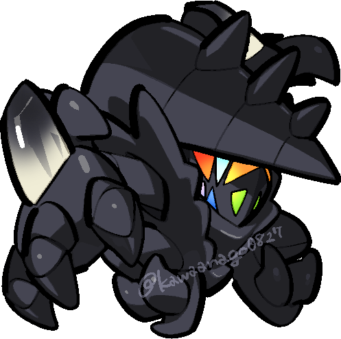 kawaanago, necrozma, necrozma (normal), nintendo, pokemon, commentary request, lowres, chibi, chibi only, claws, full body, gen 7 pokemon, legendary pokemon, no humans, pokemon (creature), pokemon focus, solo, transparent background, twitter username
