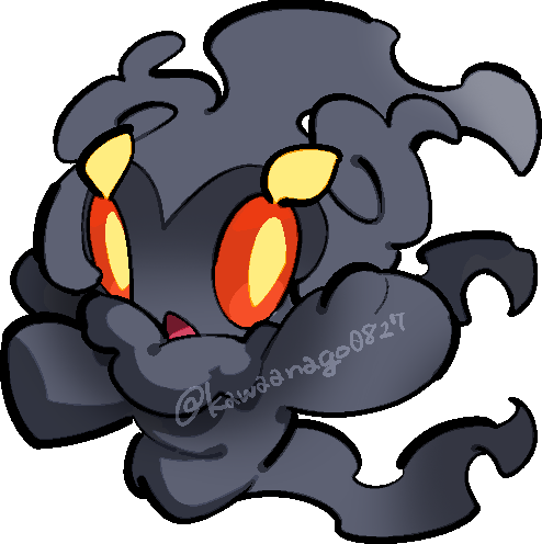 kawaanago, marshadow, nintendo, pokemon, commentary request, lowres, :o, chibi, chibi only, colored sclera, full body, gen 7 pokemon, legendary pokemon, mythical pokemon, open mouth, pokemon (creature), pokemon focus, red sclera, solo, transparent background, twitter username, yellow eyes