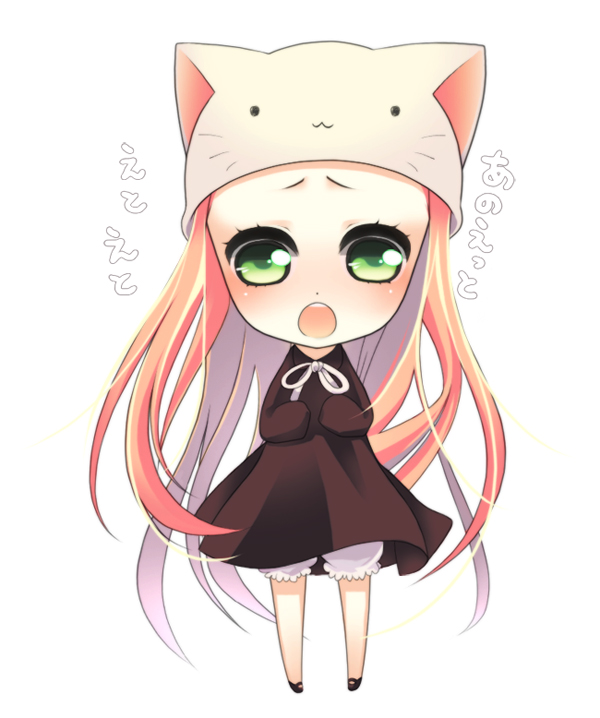 shiro mayu, megurine luka, megurine luka (toeto), toeto (vocaloid), vocaloid, animal hat, cat hat, hat, long hair, solo, very long hair