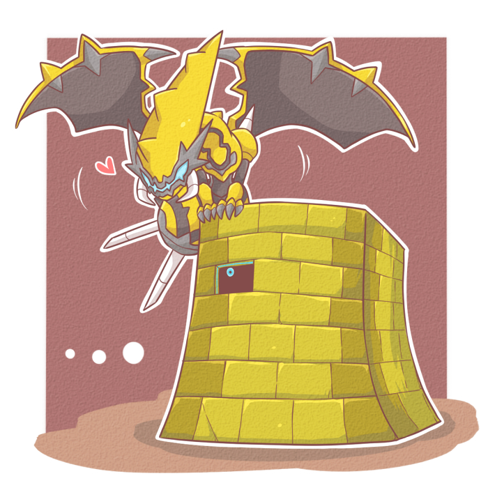 atusix, naganadel, stakataka, nintendo, pokemon, commentary request, alternate color, aqua eyes, border, claws, flying, gen 7 pokemon, hand on another's head, heart, no humans, one-eyed, outline, pokemon (creature), pokemon focus, shiny pokemon, ultra beast, white border, white outline