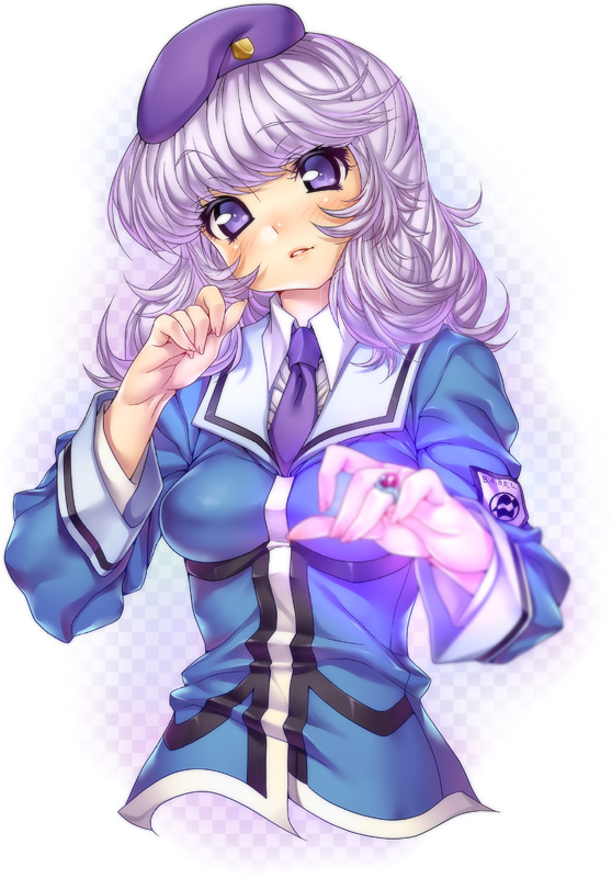 kink (tortoiseshell), sannomiya shiho, zettai karen children, 00s, aged up, blush, hat, necktie, purple eyes, short hair, solo