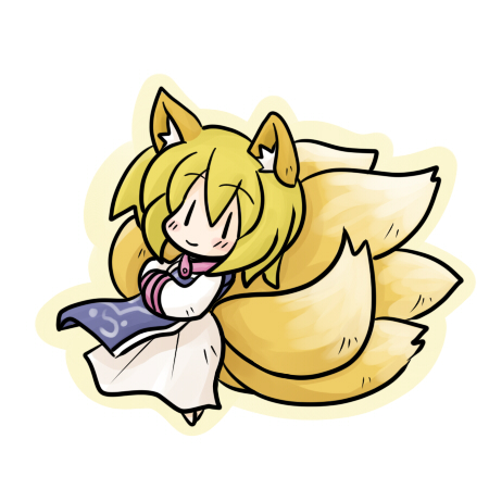 yanagi (nurikoboshi), yakumo ran, touhou, lowres, md5 mismatch, resolution mismatch, source smaller, 1girl, animal ears, blonde hair, blush, chibi, female focus, fox ears, fox tail, hands in opposite sleeves, kitsune, kyuubi, long sleeves, multiple tails, no headwear, short hair, solo, tail, white background, wide sleeves, | |