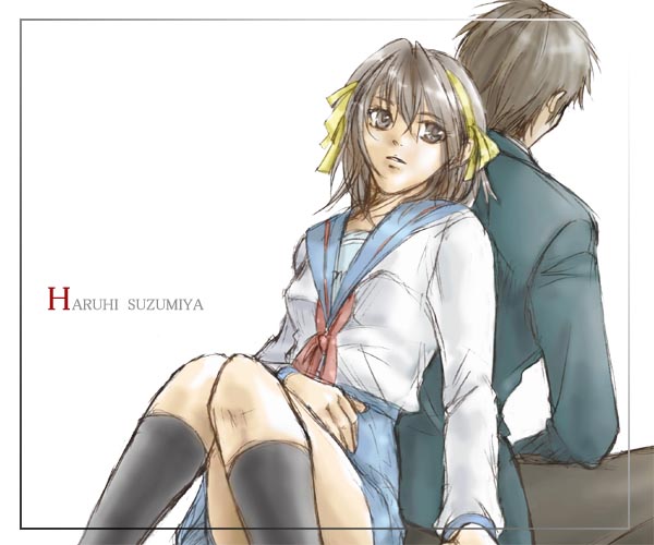 kyon, suzumiya haruhi, suzumiya haruhi no yuuutsu, 00s, brown hair, hairband, school uniform, serafuku, short hair