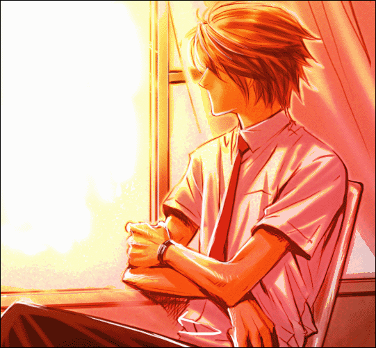 koizumi itsuki, suzumiya haruhi no yuuutsu, looking away, non-web source, 00s, 1boy, arm rest, bracelet, brown pants, chair, collared shirt, curtains, day, hair over eyes, indoors, jewelry, looking to the side, male focus, necktie, open window, orange hair, pants, red necktie, shirt, short sleeves, sitting, solo, sunlight, window, wing collar
