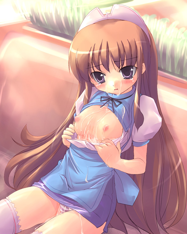 ga015, tagme, breasts, cum, cum on body, cum on breasts, cum on upper body, loli, panties, tears, thighhighs, underwear, zettai ryouiki