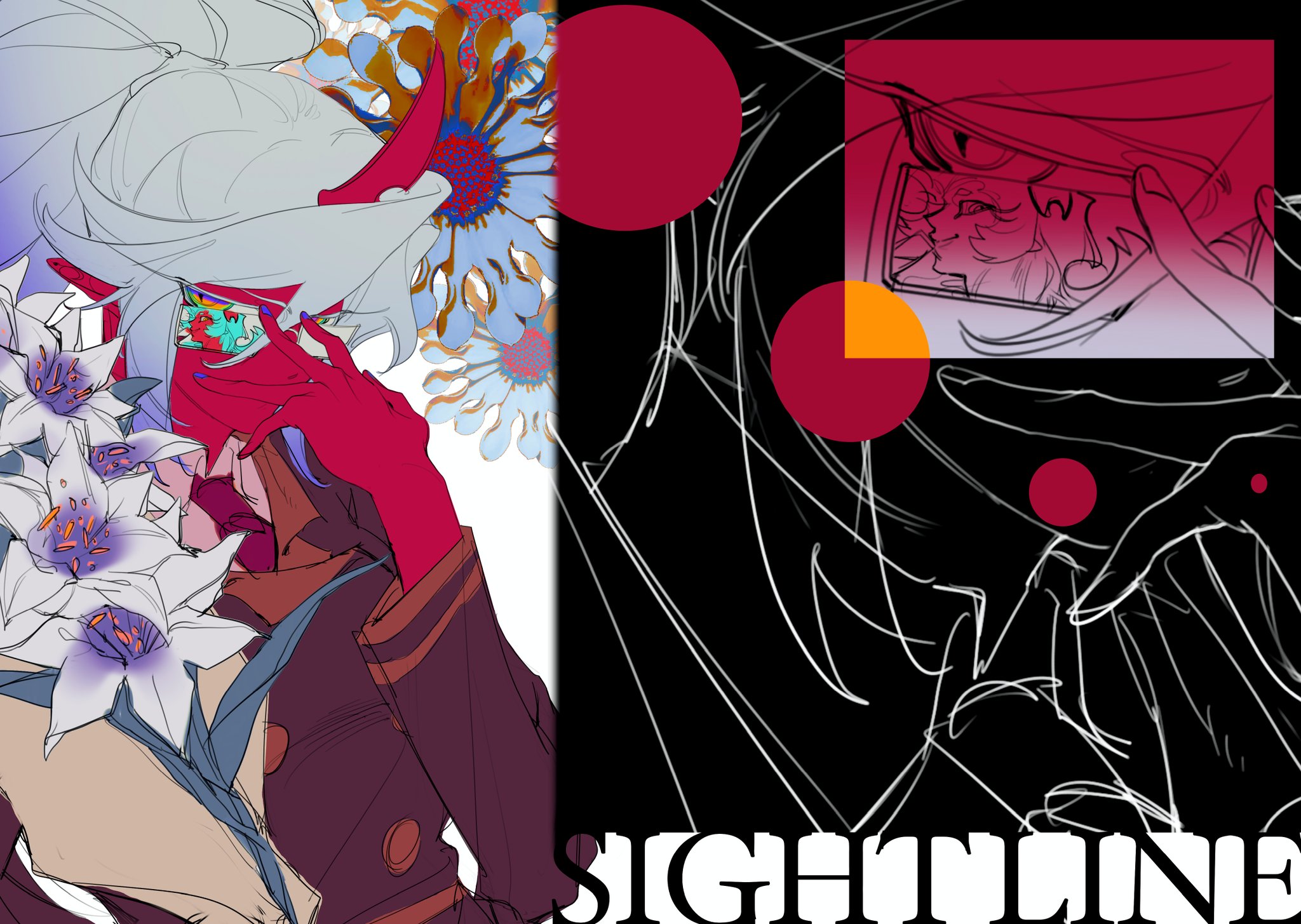 guru.zong, kneesocks (psg), scanty (psg), panty & stocking with garterbelt, highres, 2girls, blue hair, breasts, colored skin, demon girl, demon horns, green hair, horns, long hair, looking at another, multiple girls, red skin, school uniform