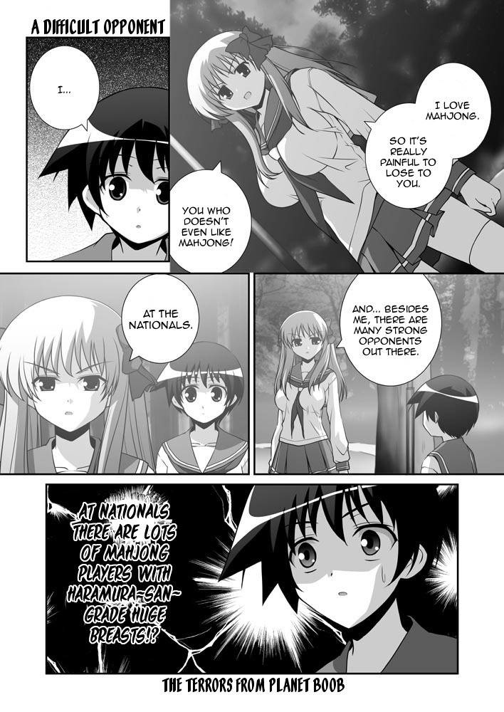 mikage takashi, haramura nodoka, miyanaga saki, saki (manga), hard-translated, third-party edit, translated, 00s, 4koma, comic, english text, greyscale, monochrome, school uniform, serafuku
