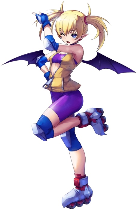 akaga hirotaka, lilica felchenerow, aq interactive, arcana heart, atlus, examu, tagme, 1girl, blonde hair, shorts, skates, tight clothes, wings