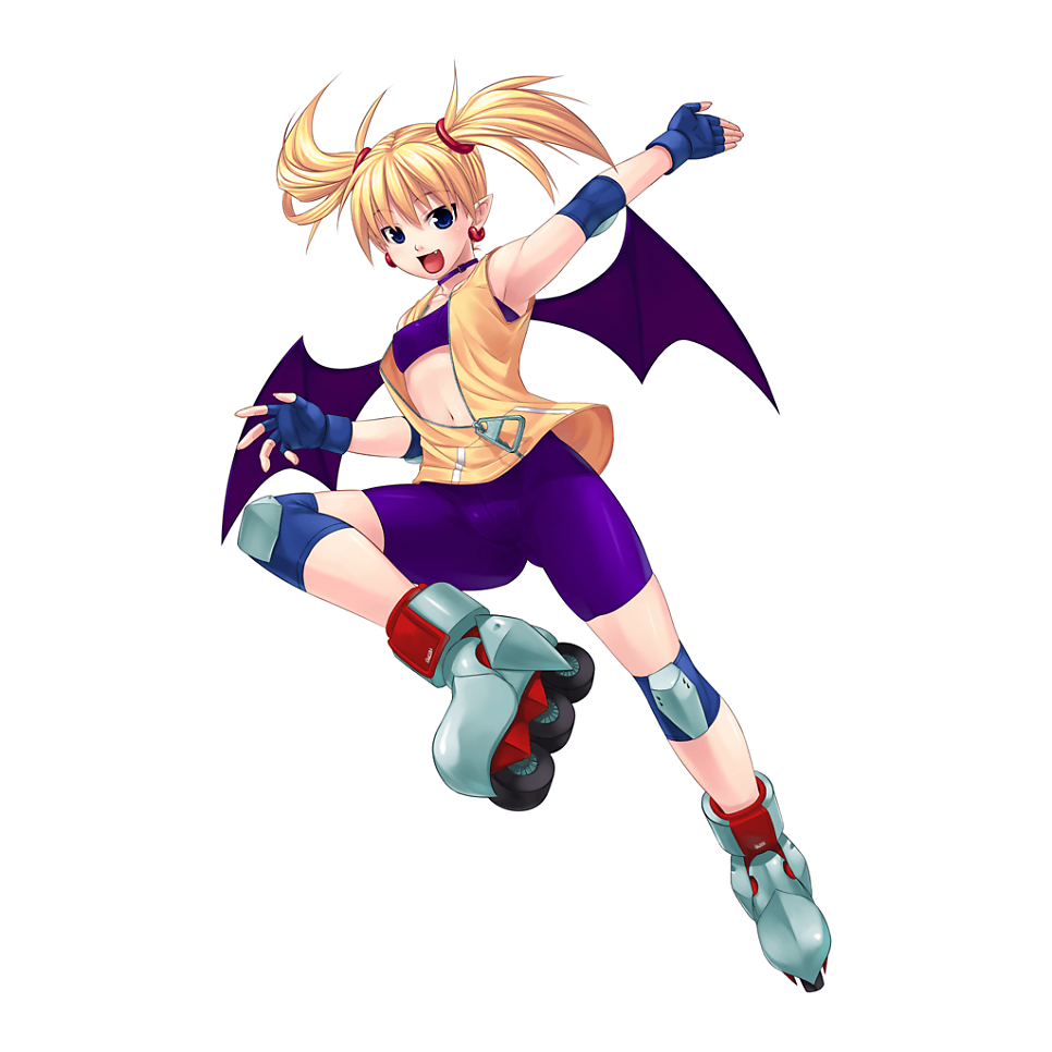 mizuki gyokuran, lilica felchenerow, mike (arcana heart), yasuzumi yoriko, aq interactive, arcana heart, atlus, examu, artist request, lowres, official art, source request, 1girl, inline skates, roller skates, skates, smile, witch