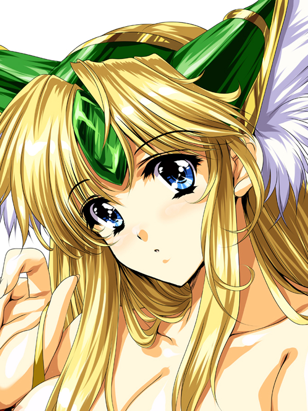 tamiya akito, riesz, seiken densetsu, seiken densetsu 3, 1girl, blonde hair, blue eyes, breasts, cleavage, female focus, large breasts, solo