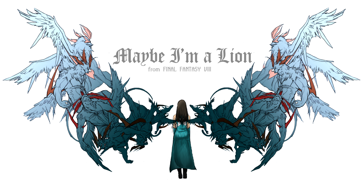 absol (dkqthf), griever, rinoa heartilly, final fantasy, final fantasy viii, bad id, bad pixiv id, 1990s (style), 1girl, black hair, copyright name, female focus, ff gradient, gradient wings, long hair, monster, multicolored wings, retro artstyle, solo, white background, wings