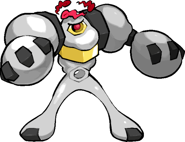 kawaanago, gigantamax melmetal, melmetal, nintendo, pokemon, commentary request, dynamax, full body, gen 7 pokemon, gigantamax, mythical pokemon, nut (hardware), one-eyed, pokemon (creature), pokemon focus, red clouds, red eyes, solo, standing, transparent background