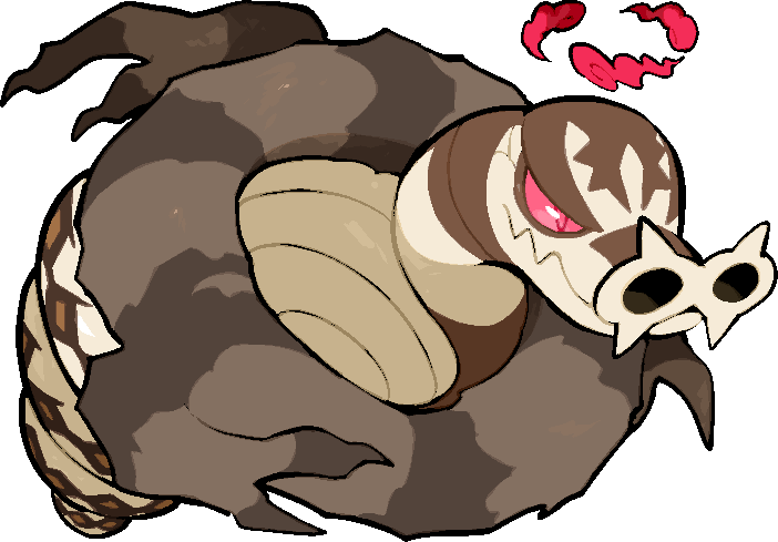 kawaanago, gigantamax sandaconda, sandaconda, nintendo, pokemon, commentary request, animal focus, closed mouth, dynamax, full body, gen 8 pokemon, gigantamax, no humans, nostrils, pokemon (creature), pokemon focus, red clouds, solo, transparent background