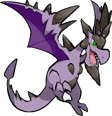 kawaanago, aerodactyl, mega aerodactyl, nintendo, pokemon, commentary request, lowres, animal focus, claws, full body, gen 1 pokemon, green eyes, lower teeth only, mega pokemon, no humans, open mouth, pokemon (creature), pokemon focus, sharp teeth, smile, solo, spikes, teeth, transparent background, wings