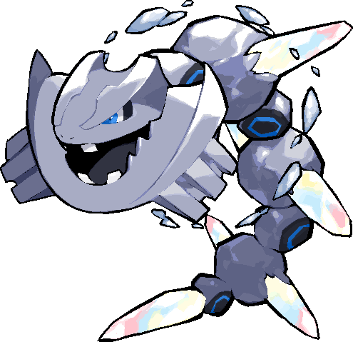 kawaanago, mega steelix, steelix, nintendo, pokemon, commentary request, lowres, blue eyes, crystal, full body, gen 2 pokemon, mega pokemon, metal skin, no humans, open mouth, pokemon (creature), pokemon focus, solo, teeth, transparent background