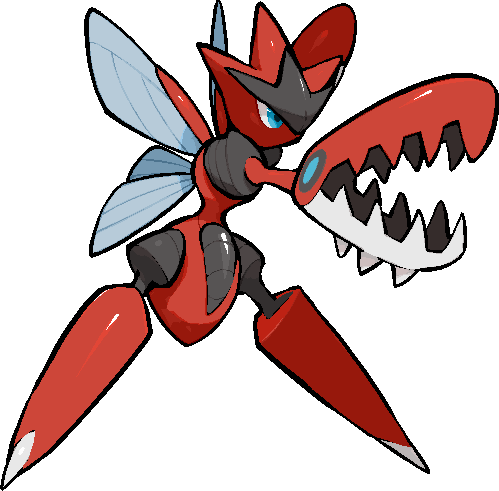 kawaanago, mega scizor, scizor, nintendo, pokemon, commentary request, lowres, blue eyes, full body, gen 2 pokemon, insect wings, mega pokemon, pincers, pokemon (creature), pokemon focus, solo, transparent background, wings
