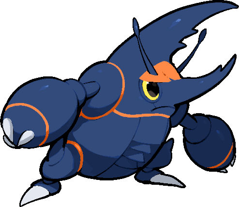 kawaanago, heracross, mega heracross, nintendo, pokemon, commentary request, lowres, antennae, claws, closed mouth, full body, gen 2 pokemon, horns, mega pokemon, no humans, pokemon (creature), pokemon focus, solo, standing, transparent background, yellow eyes