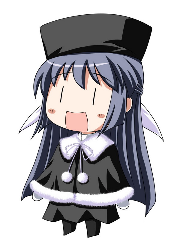 shirome no haruka, amamiya yuuko, ef (visual novel), 00s, blue hair, chibi, hat, long hair, | |