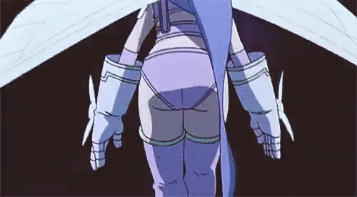 fairimon, digimon, digimon frontier, digimon frontier: kodai digimon fukkatsu!!, animated, animated gif, anime screenshot, ass, ass focus, butterfly wings, gauntlets, huge ass, insect wings, long hair, panties, pov, purple hair, thighhighs, underwear, wings, winhs