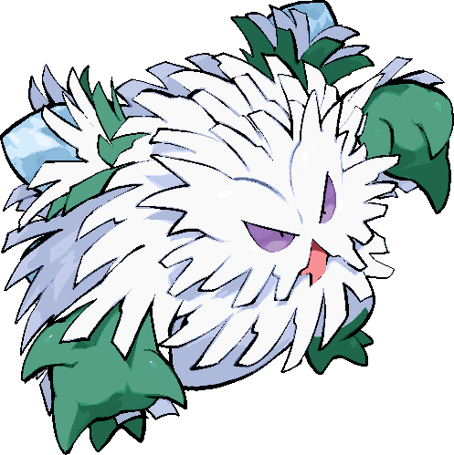 kawaanago, abomasnow, mega abomasnow, nintendo, pokemon, commentary request, lowres, full body, gen 4 pokemon, mega pokemon, no humans, open mouth, pokemon (creature), pokemon focus, solo, transparent background, v-shaped eyes