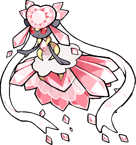 kawaanago, diancie, mega diancie, nintendo, pokemon, commentary request, lowres, closed mouth, colored sclera, crystal, dress, full body, gem, gen 6 pokemon, legendary pokemon, mega pokemon, mythical pokemon, pink eyes, pink gemstone, pokemon (creature), pokemon focus, red sclera, smile, solo, transparent background, white dress