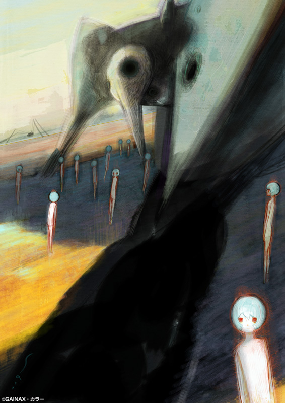 sasai icco, angel (evangelion), ayanami rei, matariel, sachiel (evangelion), neon genesis evangelion, 6+girls, blue hair, gainaxtop, multiple girls, red eyes, short hair