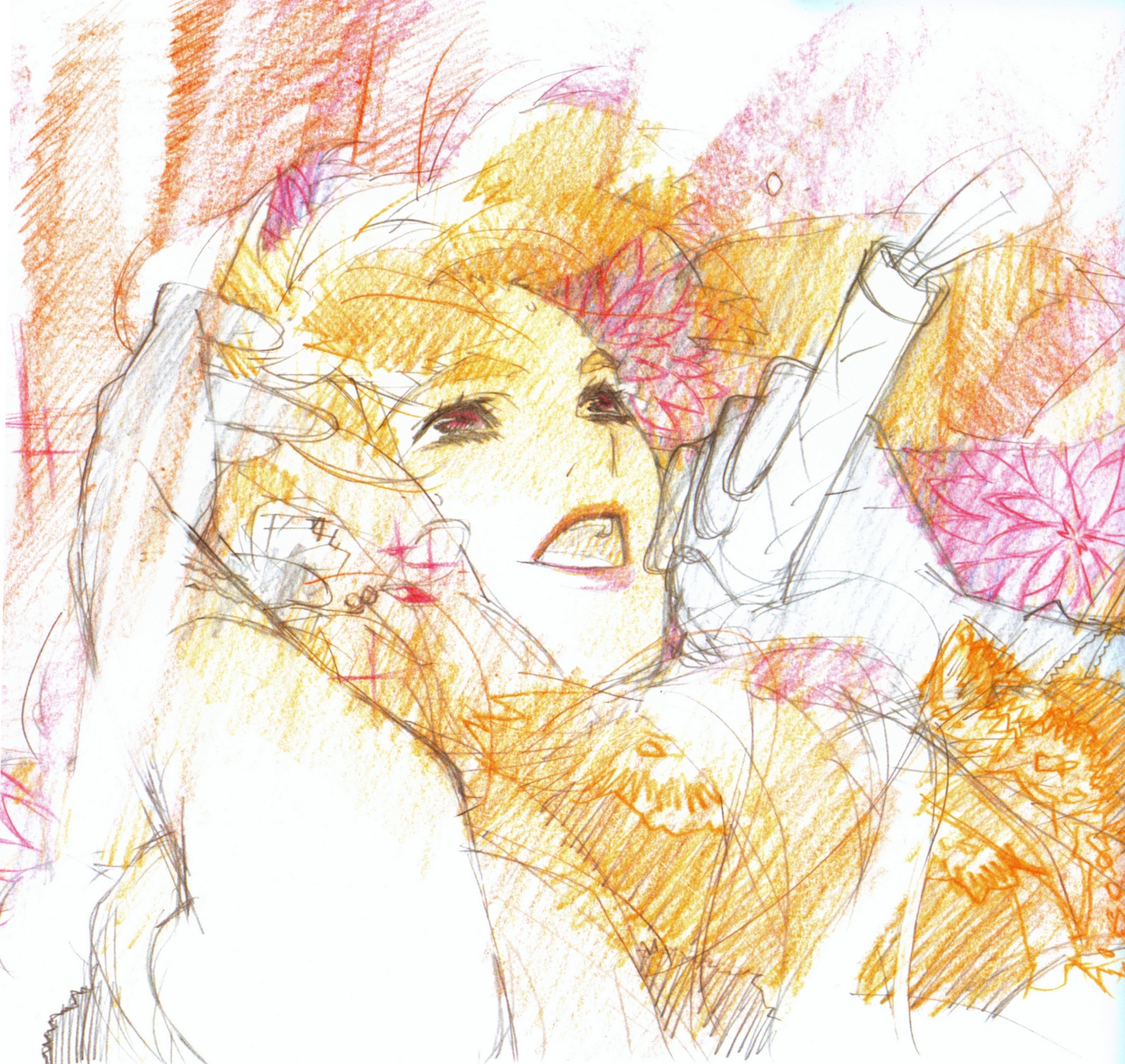 ebata risa, sheryl nome, macross, macross frontier, absurdres, highres, 00s, microphone, music, singing, solo