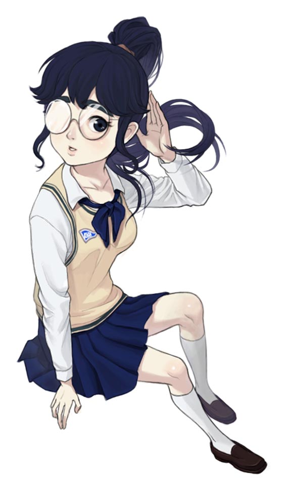 stork (character), real life, starcraft, 1girl, animification, blue hair, female focus, genderswap, genderswap (mtf), glasses, school uniform, solo