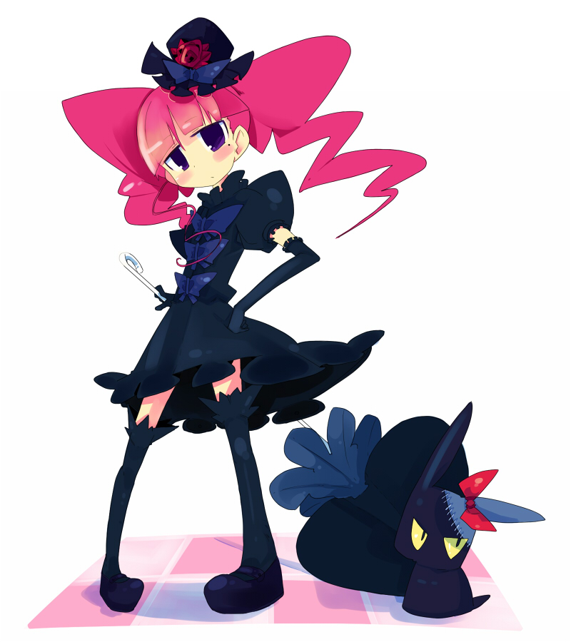 kanikama, marika (marie & gali), pet (marie & gali), marie & gali, 00s, dress, elbow gloves, gloves, gothic lolita, lolita fashion, mole, mole under eye, pink hair, purple eyes, thighhighs