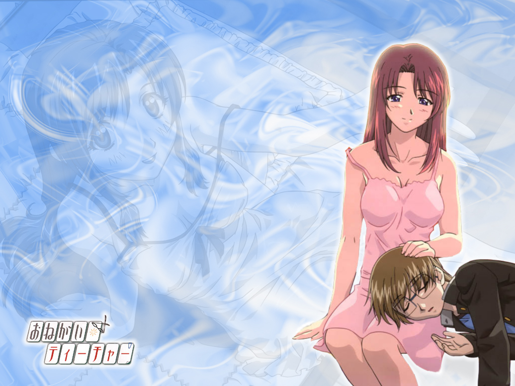 kazami mizuho, kusanagi kei, onegai teacher, 00s, 1boy, 1girl, lap pillow, red hair
