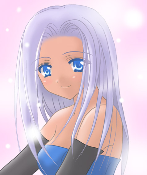 eminya, zola (blue dragon), blue dragon, silver hair, 00s, blue eyes, long hair, solo
