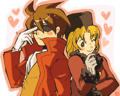 kalinka cossack (mega man), proto man, capcom, mega man (classic), mega man (series), mega man 4, lowres, 1girl, android, ascot, blonde hair, blush, brown hair, coat, gloves, hat, heart, jacket, oekaki, sunglasses