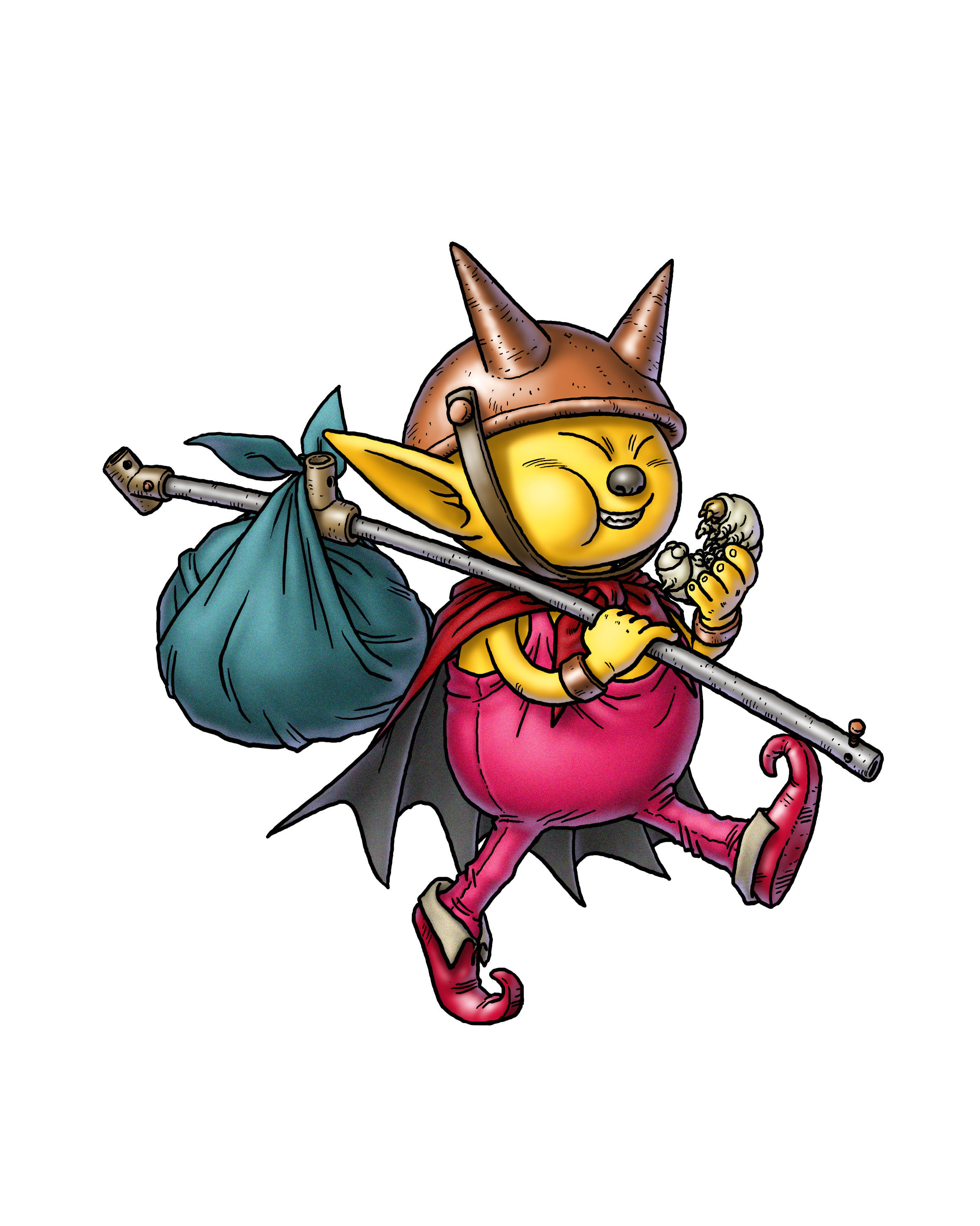 toriyama akira, marumaro, blue dragon, absurdres, highres, official art, 00s, colored skin, no humans, solo, walking, yellow skin