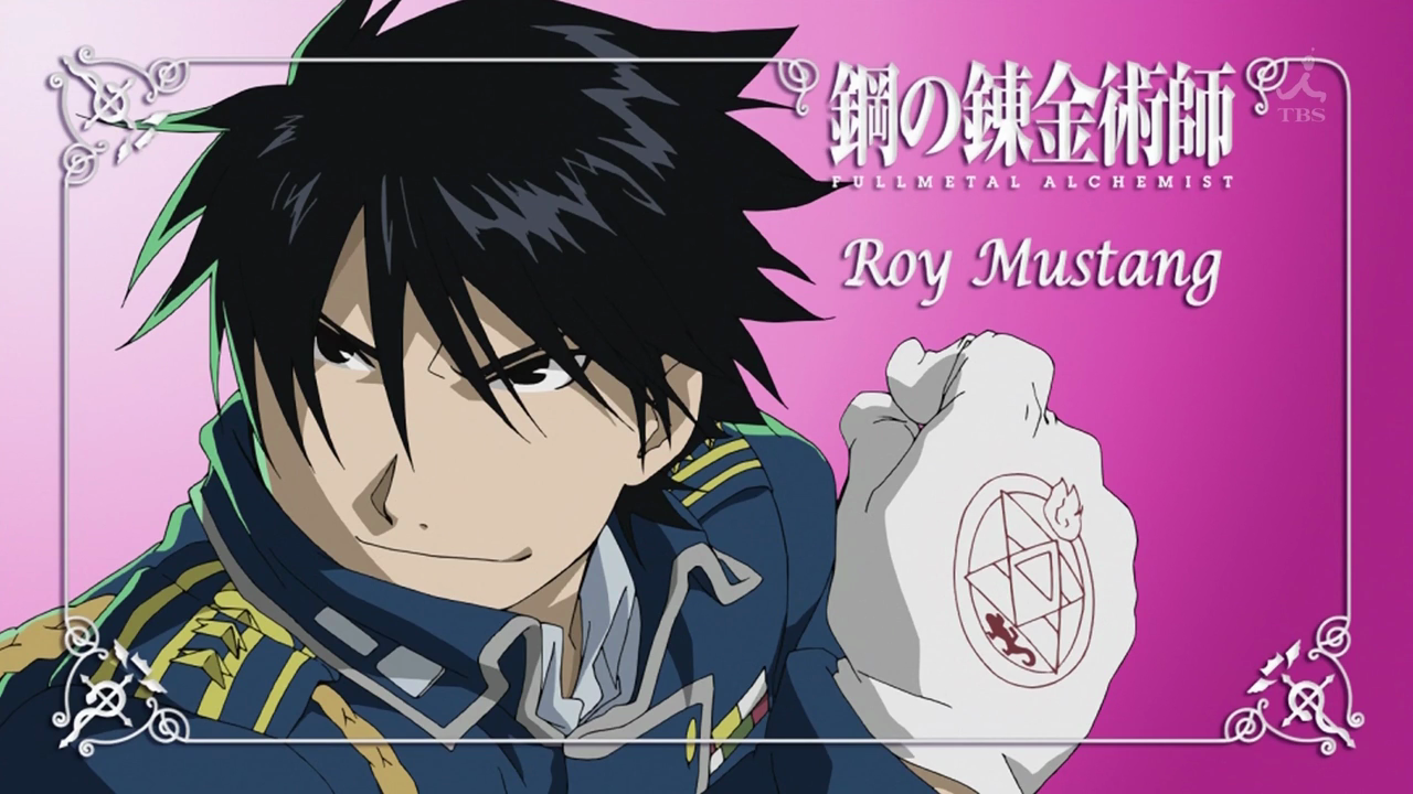 roy mustang, fullmetal alchemist, anime screenshot, official art, 00s, 1boy, aiguillette, black eyes, black hair, eyecatch, gloves, male focus, military, military uniform, solo