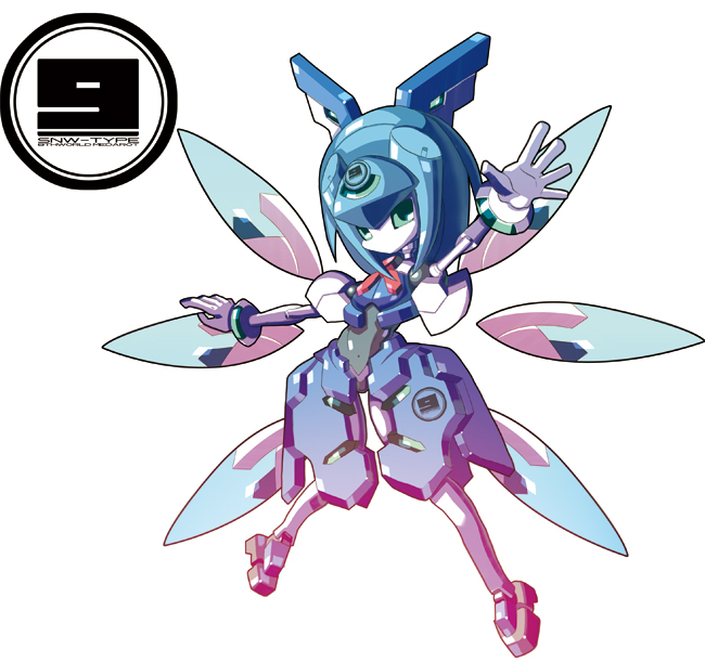 marik (artist), cirno, medarot, touhou, card (medium), circled 9, humanoid robot, mecha, mechanization, no humans, non-humanoid robot, robot, solo, trading card