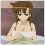 kojima kirie, girls bravo, screencap, animated, animated gif, gif artifacts, lowres, 00s, 1girl, bouncing breasts, breasts, brown hair, large breasts, lingerie, panties, pantyshot, surprised, underwear