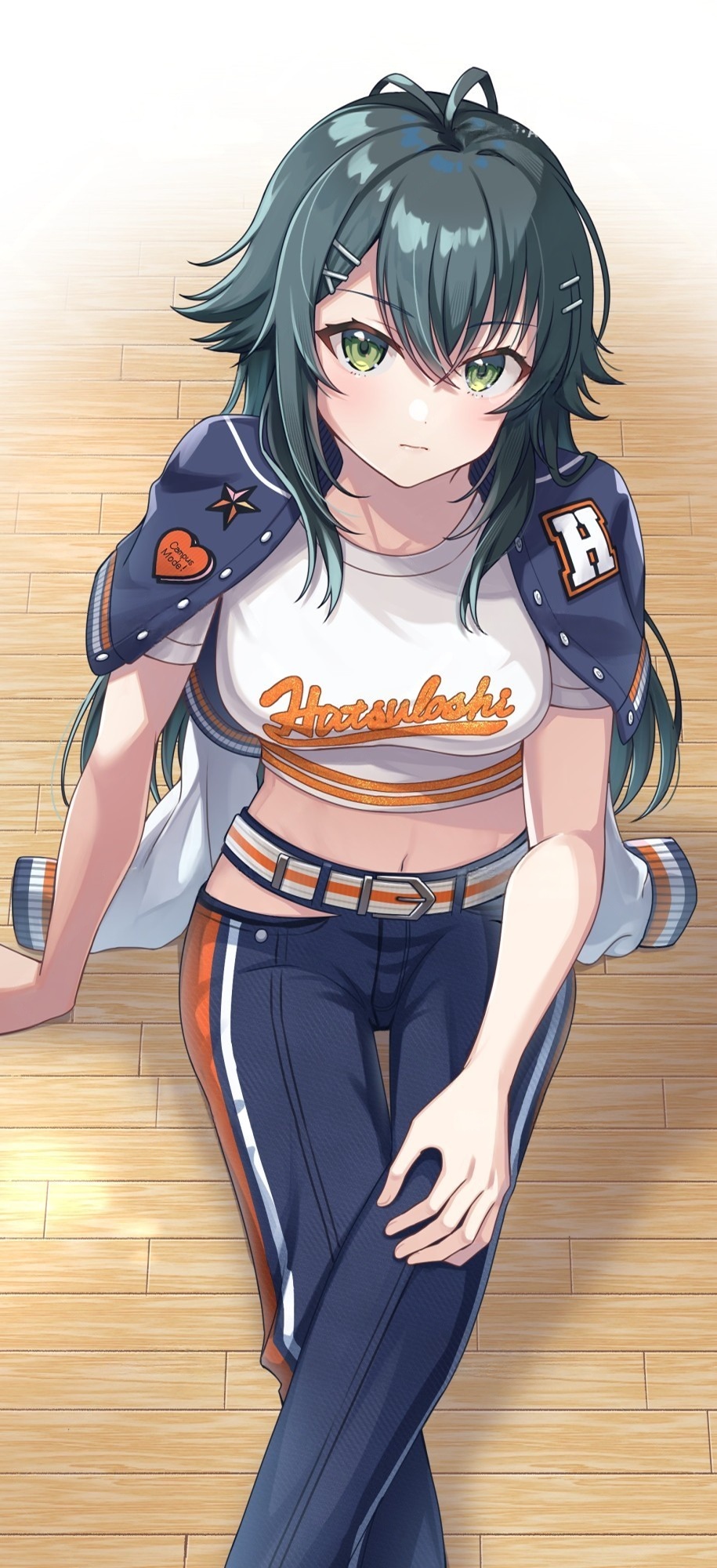tsukimura temari, gakuen idolmaster, idolmaster, artist request, highres, 1girl, belt, looking at viewer, pants