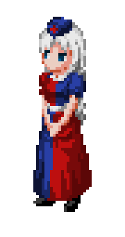 divine (scfworks), yagokoro eirin, touhou, silver hair, animated, animated gif, lowres, female focus, full body, long hair, pixel art, solo, transparent background